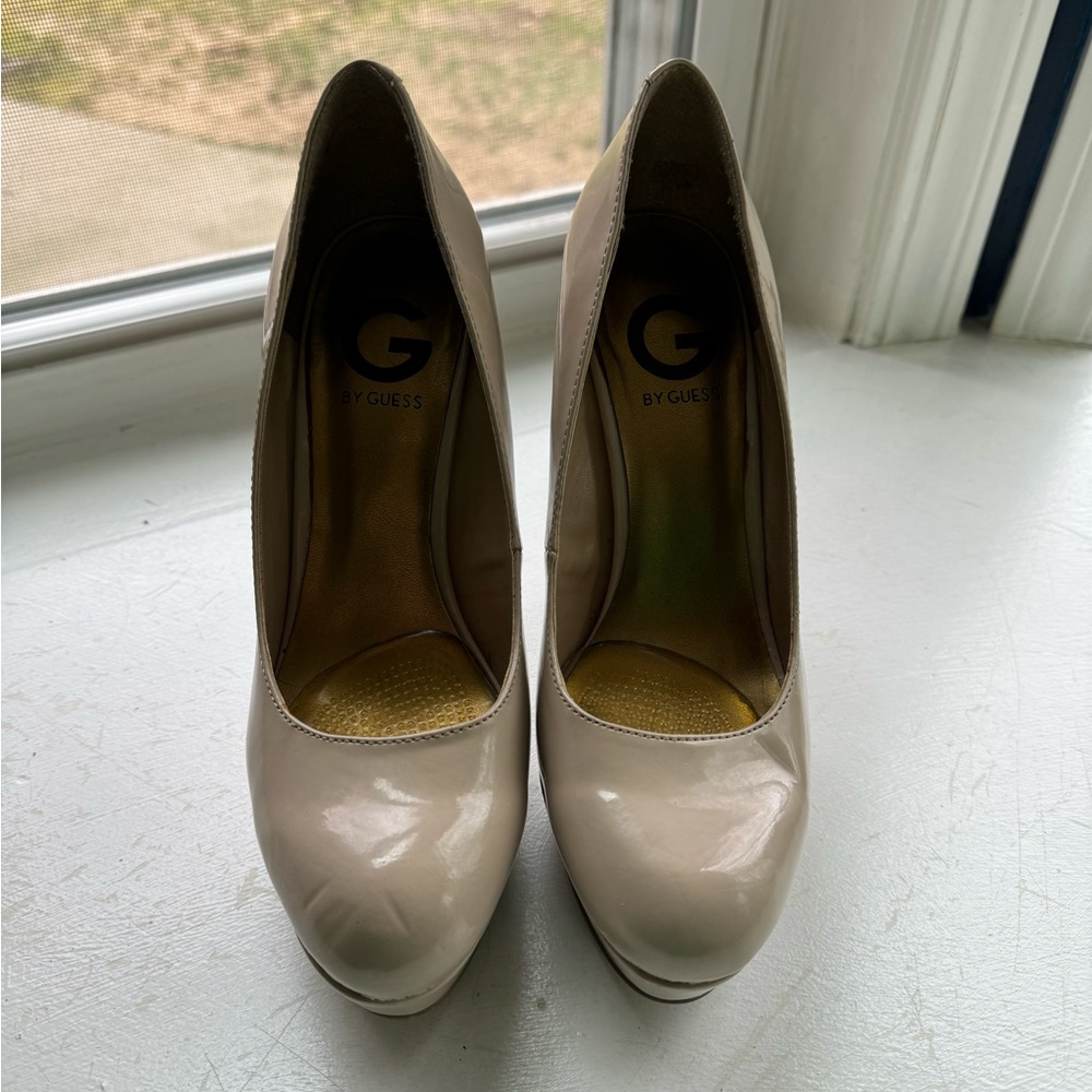 G by Guess nude platform heels